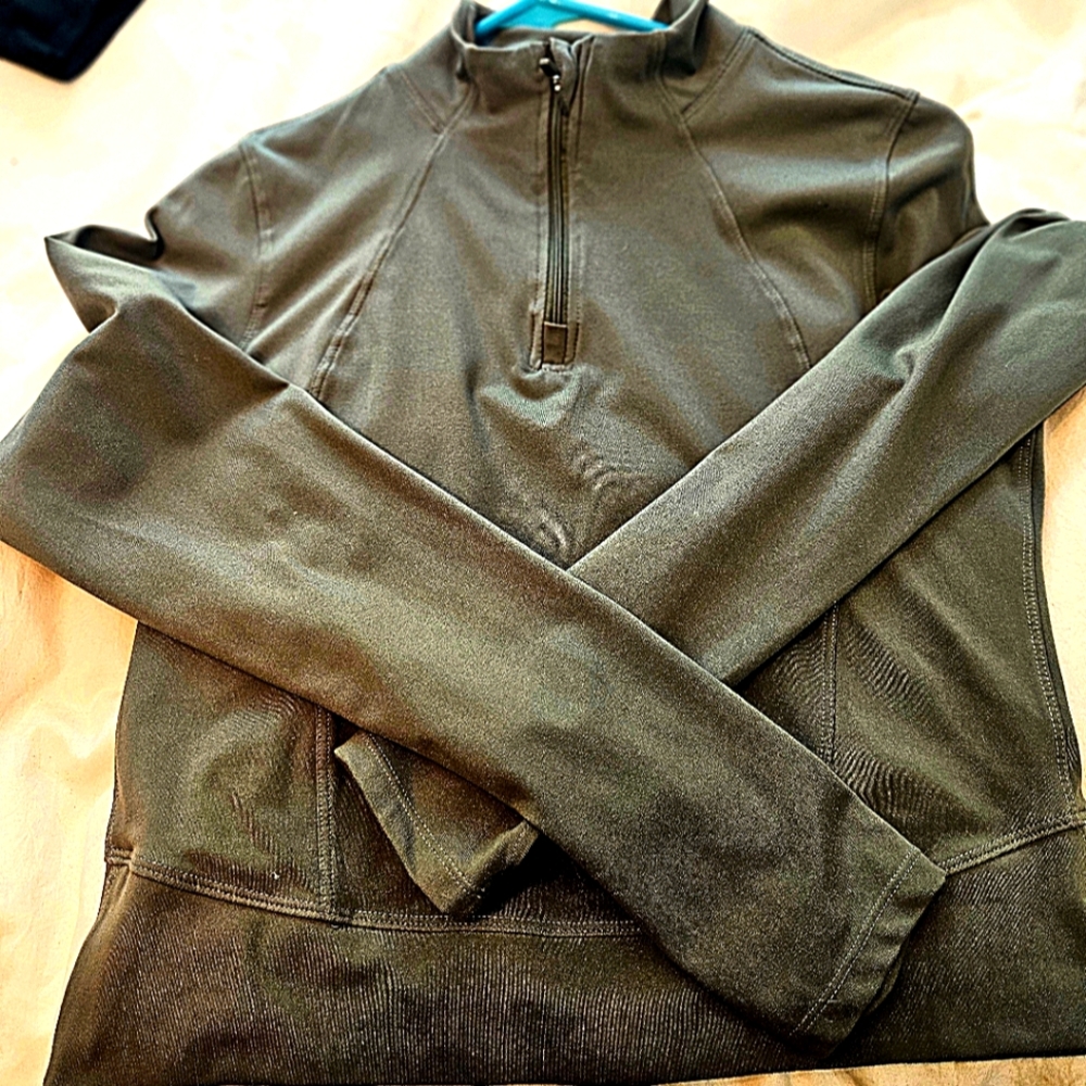 Womens quarter zip hunter green L (S)